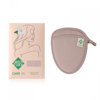 Мочалка-спонж двусторонняя Green Fiber CARE 15, бежевая — фото 1